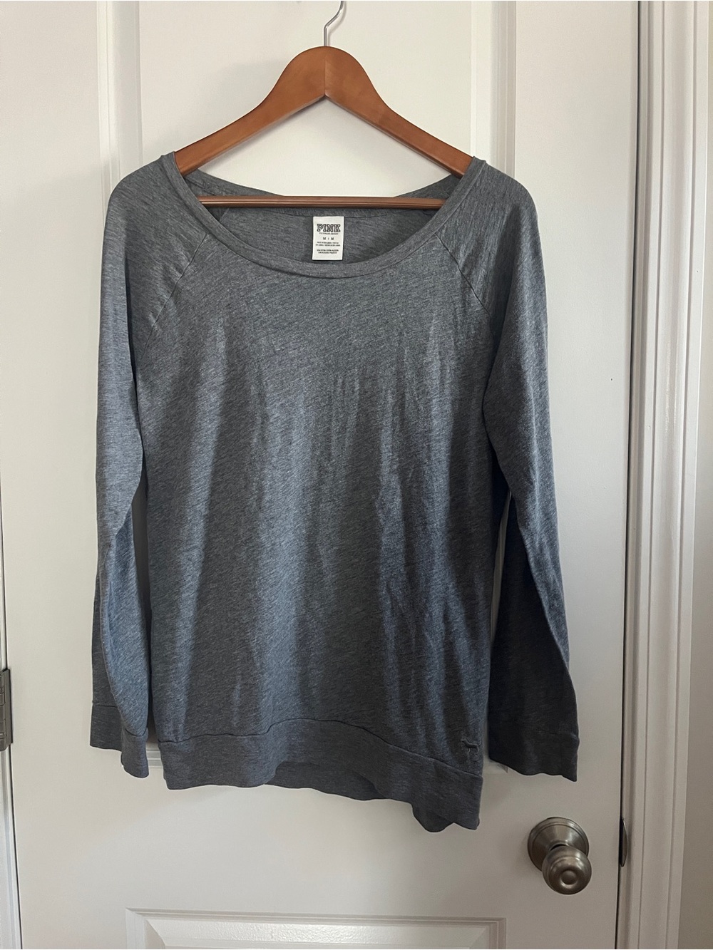 Victoria's Secret Gray Scoop Neck Long Sleeve Top